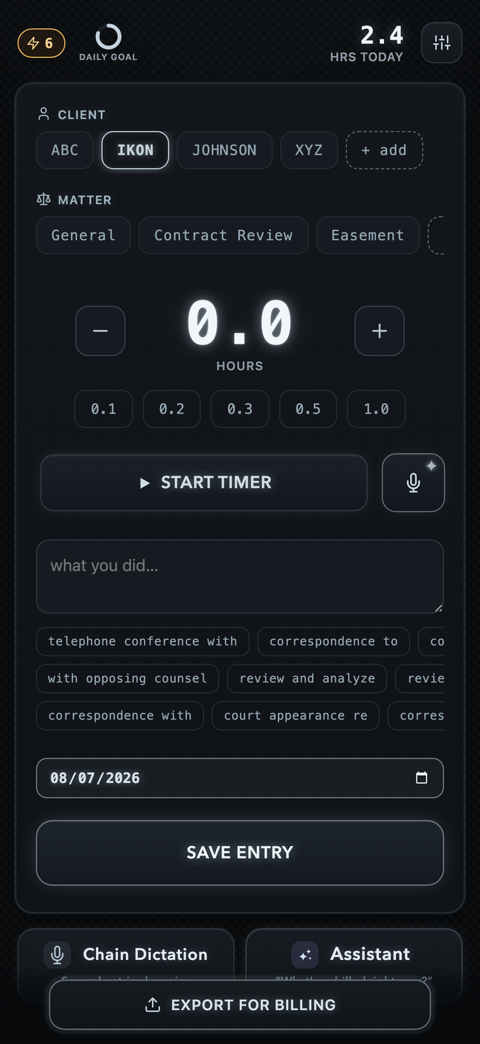 The capture screen in the stealth theme: matte near-black background with muted controls